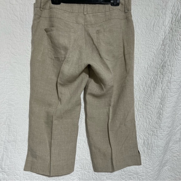 LILIBLEU Womens Linen Beige Wide Leg Cropped Pant, Size 10 -#303 - Picture 5 of 12